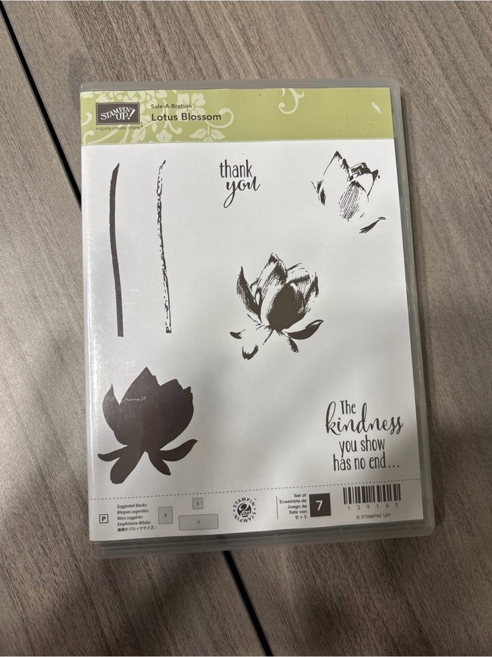 Stampin' Up! Lotus Blossom Clear Stamp Set - Black & Olive Green